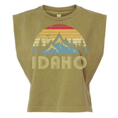 Idaho Retro Vintage Mountains Camping Hiking Gift Garment-Dyed Women's Muscle Tee