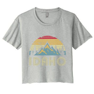 Idaho Retro Vintage Mountains Camping Hiking Gift Women's Crop Top Tee