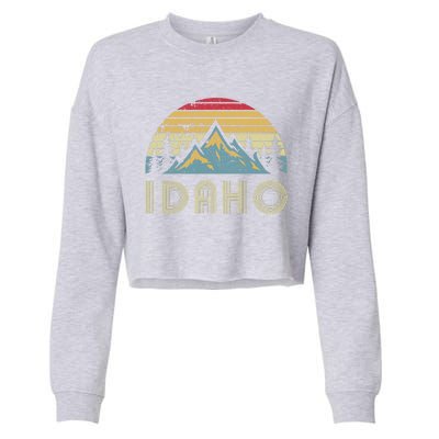 Idaho Retro Vintage Mountains Camping Hiking Gift Cropped Pullover Crew