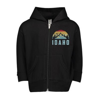 Idaho Retro Vintage Mountains Hiking Nature Gift Toddler Zip Fleece Hoodie