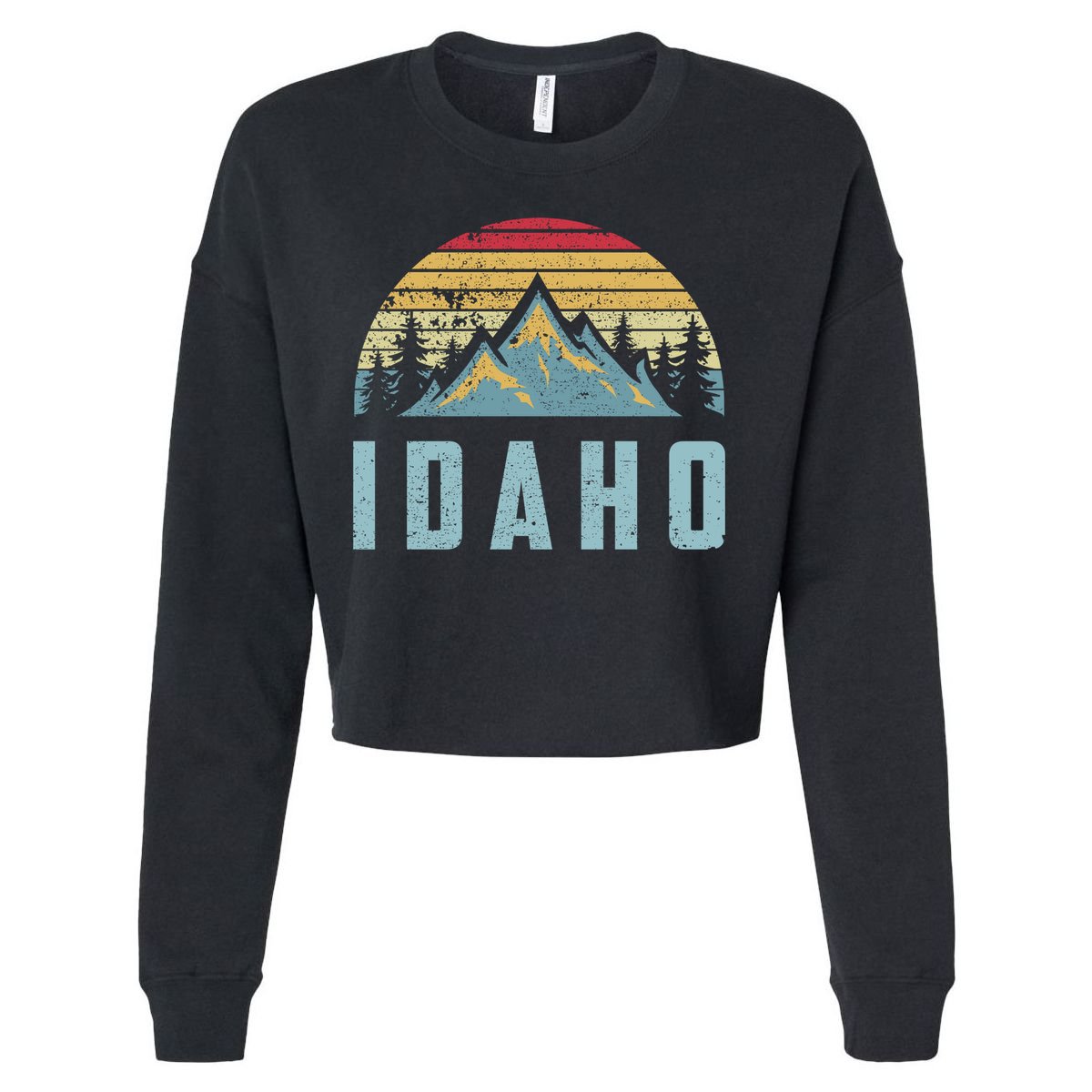 Idaho Retro Vintage Mountains Hiking Nature Gift Cropped Pullover Crew
