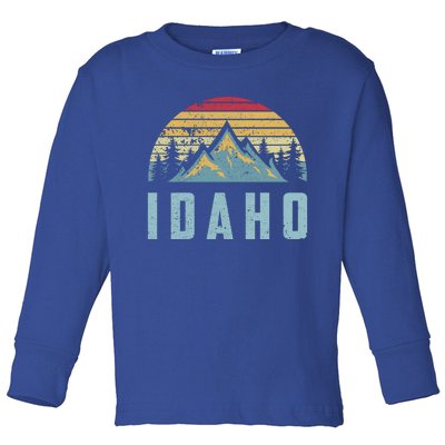 Idaho Retro Vintage Mountains Hiking Nature Gift Toddler Long Sleeve Shirt