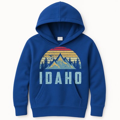 Idaho Retro Vintage Mountains Hiking Nature Gift Kids Hoodie