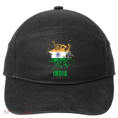 India Retro Vintage Watercolors Sport Indian Flag Souvenir 7-Panel Snapback Hat