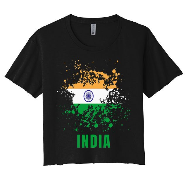 India Retro Vintage Watercolors Sport Indian Flag Souvenir Crop Top