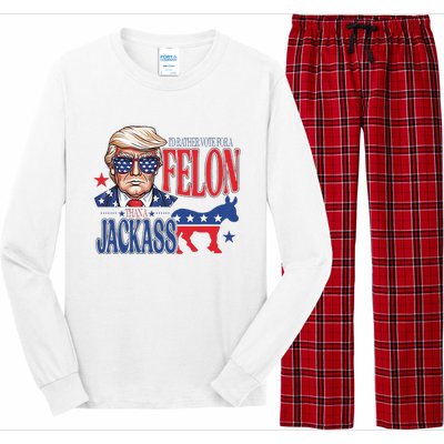 ID Rather Vote For A Felon Than A Jackass Trump America Long Sleeve Pajama Set