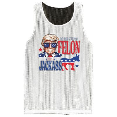 ID Rather Vote For A Felon Than A Jackass Trump America Mesh Reversible Basketball Jersey Tank