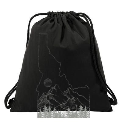 Idaho Retro Vintage Outdoors Mountain Graphic Design Drawstring Bag