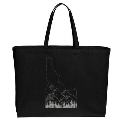 Idaho Retro Vintage Outdoors Mountain Graphic Design Cotton Canvas Jumbo Tote