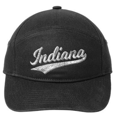 Indiana Retro Vintage Baseball Sports Script Flag Swoosh 7-Panel Snapback Hat