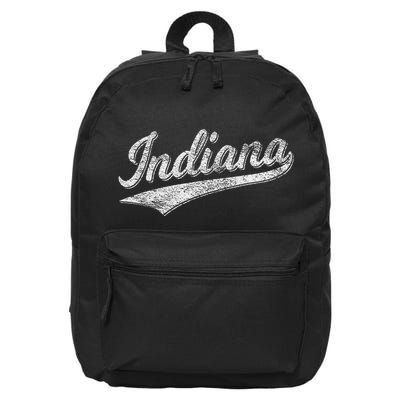 Indiana Retro Vintage Baseball Sports Script Flag Swoosh 16 in Basic Backpack