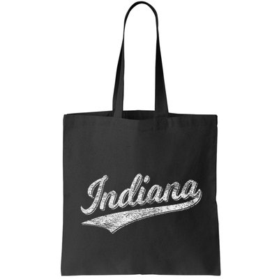 Indiana Retro Vintage Baseball Sports Script Flag Swoosh Bag