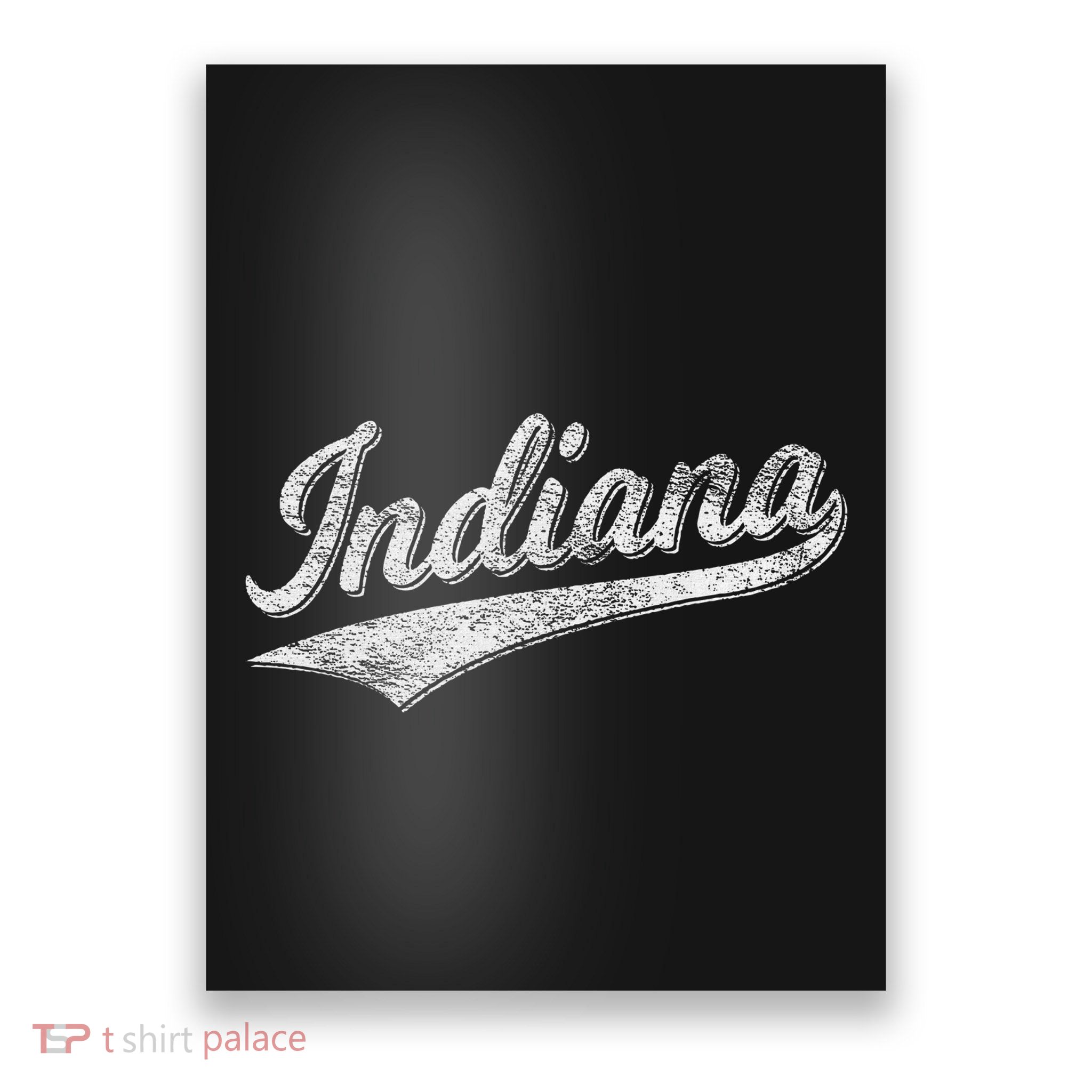 Indiana Retro Vintage Baseball Sports Script Flag Swoosh Poster