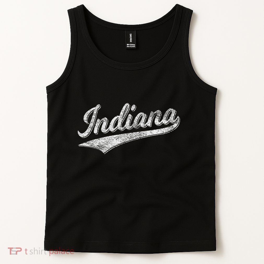 Indiana Retro Vintage Baseball Sports Script Flag Swoosh Tank Top