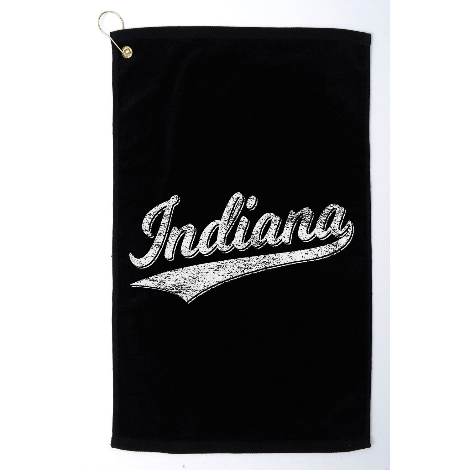 Indiana Retro Vintage Baseball Sports Script Flag Swoosh Golf Towel