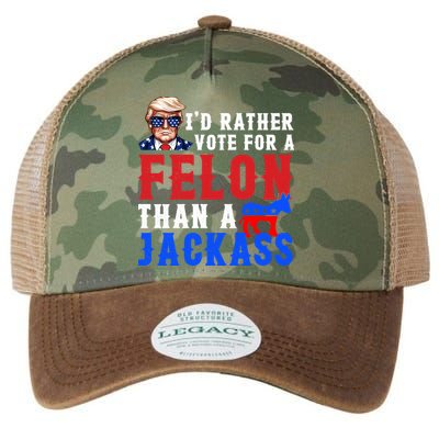 ID Rather Vote For Felon Than A Jackass Funny Trump Legacy Tie Dye Trucker Hat
