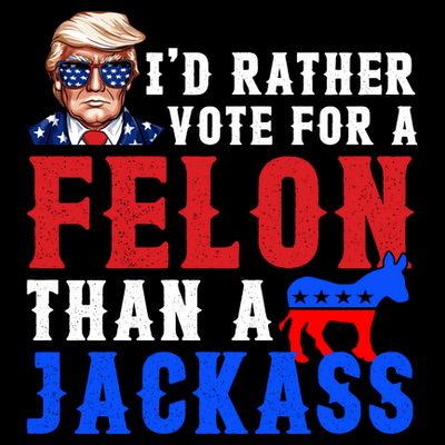 ID Rather Vote For Felon Than A Jackass Funny Trump T-Shirt