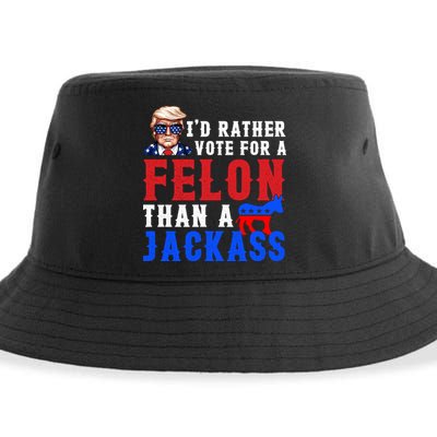 ID Rather Vote For Felon Than A Jackass Funny Trump Sustainable Bucket Hat