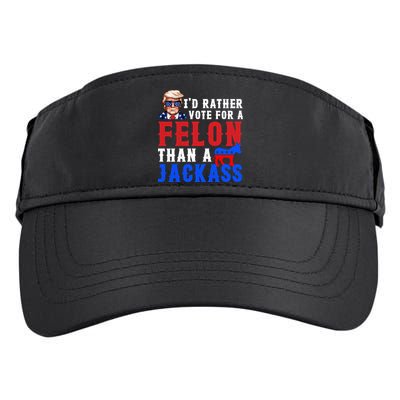 ID Rather Vote For Felon Than A Jackass Funny Trump Adult Drive Performance Visor