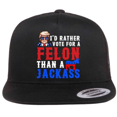 ID Rather Vote For Felon Than A Jackass Funny Trump Flatbill Hat