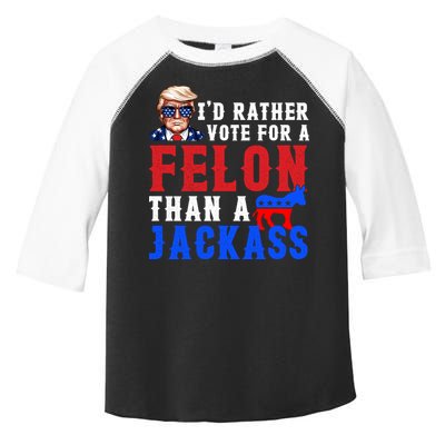 ID Rather Vote For Felon Than A Jackass Funny Trump Toddler Fine Jersey T-Shirt
