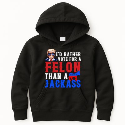 ID Rather Vote For Felon Than A Jackass Funny Trump Kids Hoodie