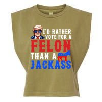 ID Rather Vote For Felon Than A Jackass Funny Trump Garment-Dyed Women's Muscle Tee