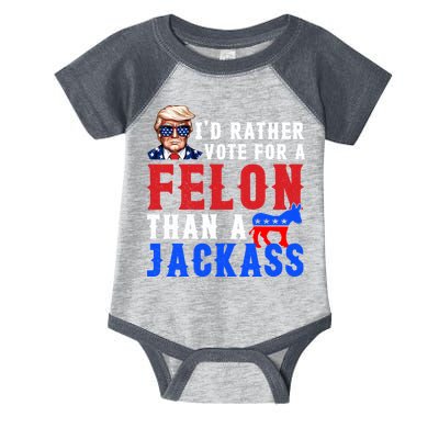 ID Rather Vote For Felon Than A Jackass Funny Trump Infant Baby Jersey Bodysuit