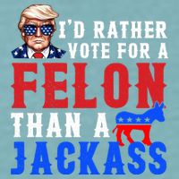 ID Rather Vote For Felon Than A Jackass Funny Trump Sueded Cloud Jersey T-Shirt