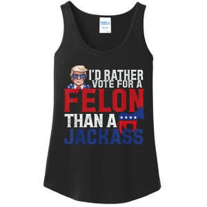 ID Rather Vote For A Felon Than A Jackass Trump America 4th Of July Gifts Ladies Essential Tank