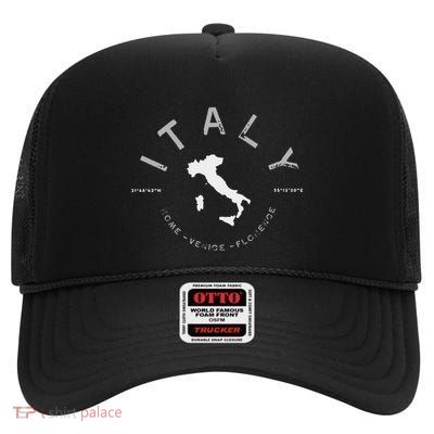 Italy Rome Venice Florence Graphic High Crown Mesh Back Trucker Hat