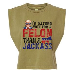 ID Rather Vote For Felon Than Jackass Garment-Dyed Women's Muscle Tee