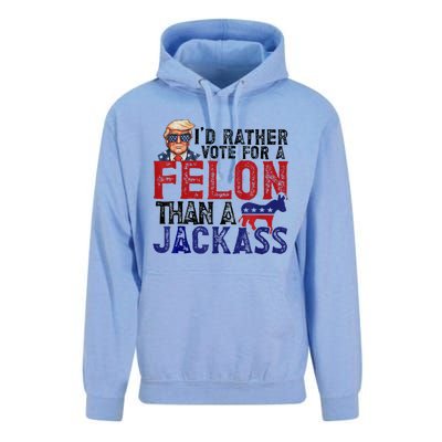 ID Rather Vote For Felon Than Jackass Unisex Surf Hoodie