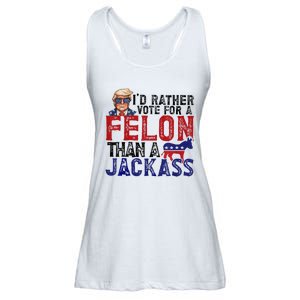 ID Rather Vote For Felon Than Jackass Ladies Essential Flowy Tank