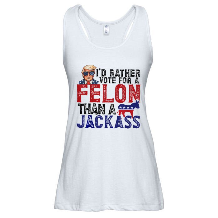 ID Rather Vote For Felon Than Jackass Ladies Essential Flowy Tank