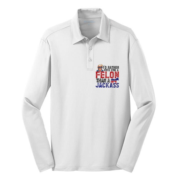 ID Rather Vote For Felon Than Jackass Silk Touch Performance Long Sleeve Polo