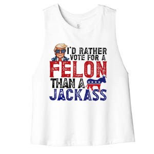 ID Rather Vote For Felon Than Jackass Women's Racerback Cropped Tank