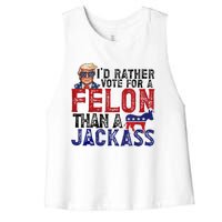 ID Rather Vote For Felon Than Jackass Women's Racerback Cropped Tank