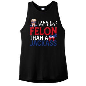 Id Rather Vote A Felon Than A Jackass Pro Donald Trump Funny Ladies PosiCharge Tri-Blend Wicking Tank