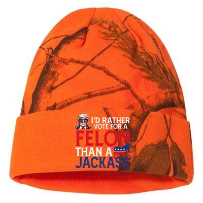 Id Rather Vote A Felon Than A Jackass Pro Donald Trump Funny Kati Licensed 12" Camo Beanie