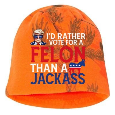 Id Rather Vote A Felon Than A Jackass Pro Donald Trump Funny Kati - Camo Knit Beanie