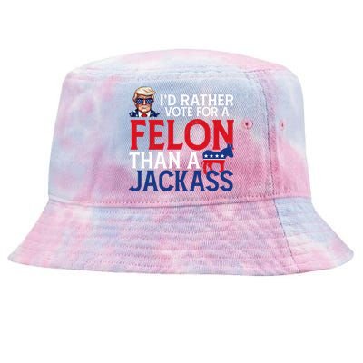 Id Rather Vote A Felon Than A Jackass Pro Donald Trump Funny Tie-Dyed Bucket Hat