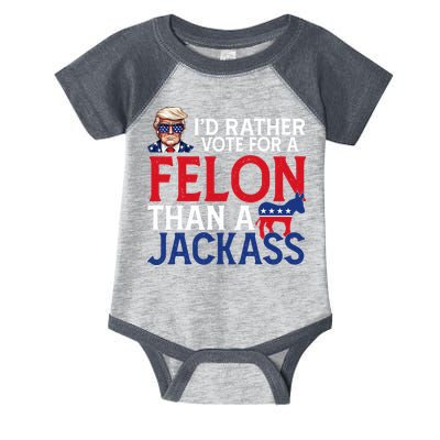 Id Rather Vote A Felon Than A Jackass Pro Donald Trump Funny Infant Baby Jersey Bodysuit
