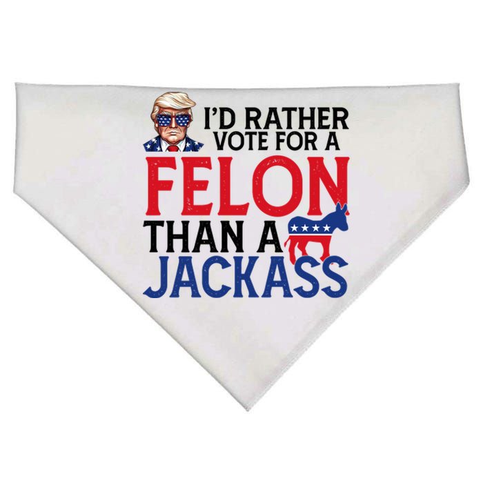 Id Rather Vote A Felon Than A Jackass Pro Donald Trump Funny USA-Made Doggie Bandana