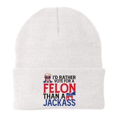 Id Rather Vote A Felon Than A Jackass Pro Donald Trump Funny Knit Cap Winter Beanie