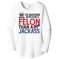 Id Rather Vote A Felon Than A Jackass Pro Donald Trump Funny Women's Perfect Tri Tunic Long Sleeve Shirt