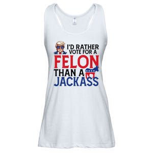 Id Rather Vote A Felon Than A Jackass Pro Donald Trump Funny Ladies Essential Flowy Tank