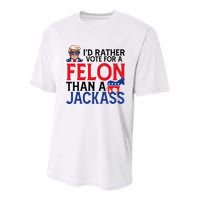 Id Rather Vote A Felon Than A Jackass Pro Donald Trump Funny Youth Performance Sprint T-Shirt