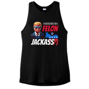 ID Rather Vote For A Felon Than A Jackass Donald Trump 2024 Ladies PosiCharge Tri-Blend Wicking Tank