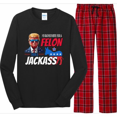 ID Rather Vote For A Felon Than A Jackass Donald Trump 2024 Long Sleeve Pajama Set